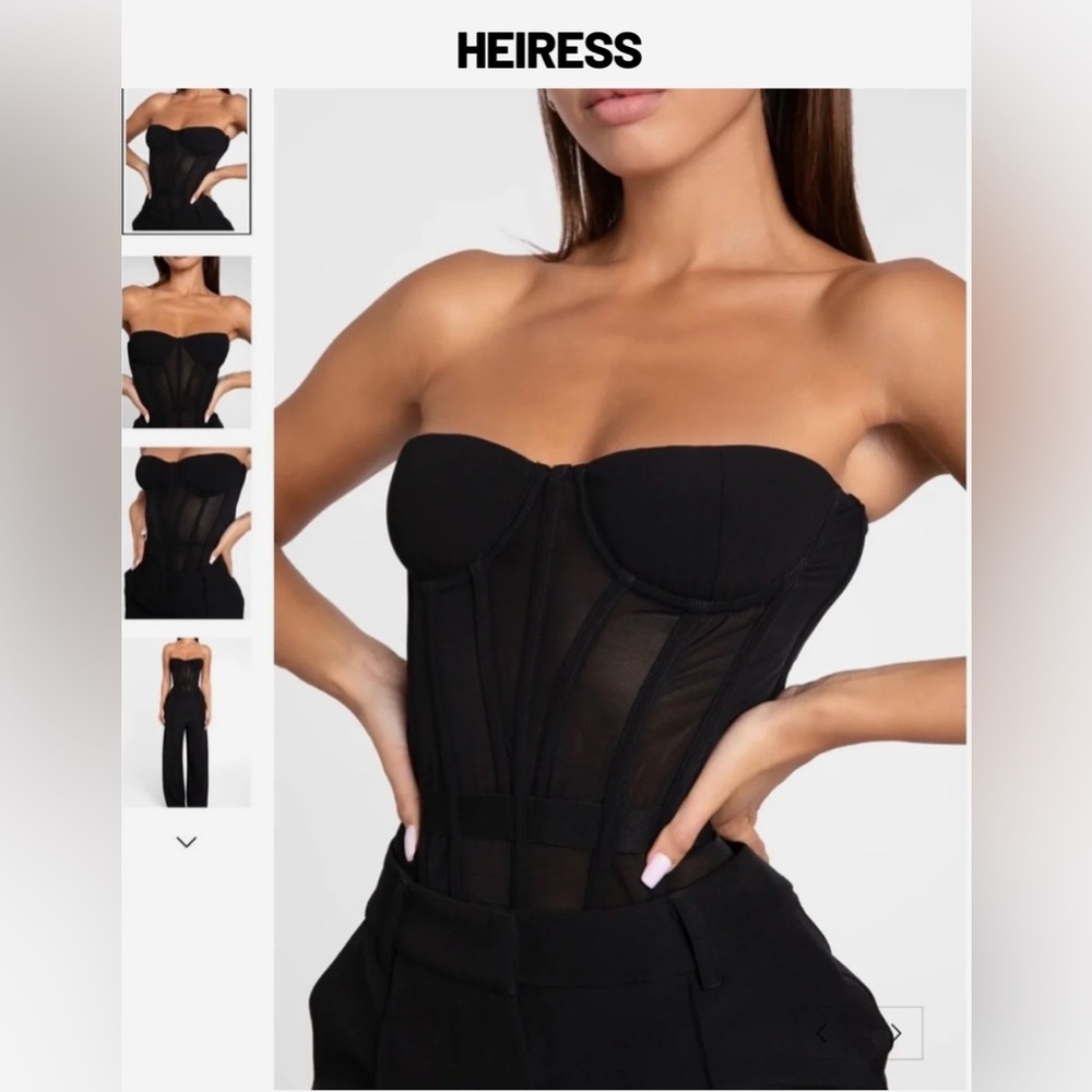 Heiress Beverly Hills Black Strapless Mesh Corset Top